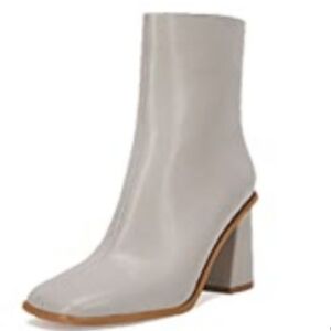 Coutgo Grey Square Toe Chunky Heeled Boots Size 5